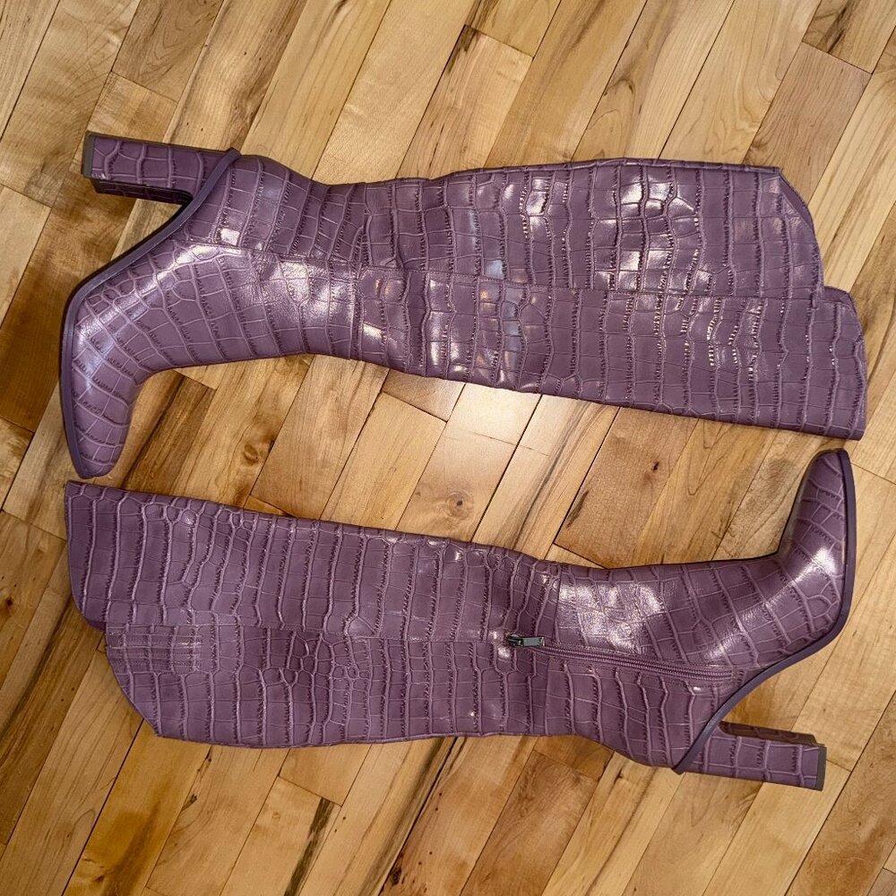 Marc Fisher Unella Knee High Boot Crocodile Embossed Leather‎ Size 9 - Picture 2 of 9